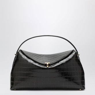 Toteme Everyday bag in dark brown crocodile-embossed leather