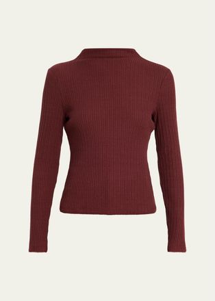 Veronica Beard Nadja Ribbed Mock-Neck Top