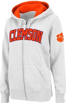 Colosseum Womens Stadium Athletic White Clemson Tigers Arched Name Full-Zip Hoodie at Nordstrom, Size Small