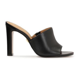 Kazar Zwarte Hakken met Brede Band - Dames - Muiltjes - Zwart - 38 EU - Leer - Schoenen