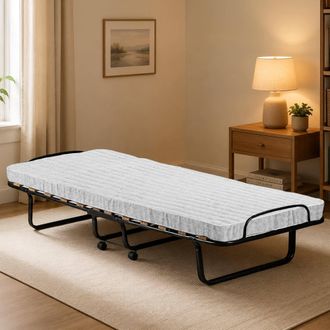 Talamo Italia Cama Plegable Deva, Cama Plegable Con Somier De 12 L&aacute;minas, Colch&oacute;n Incluido, Cama Que Ahorra Espacio, 100% Made In Italy, 80x190h37 Cm, Funda Protect