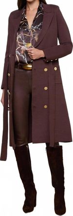 L'agence Isabel Knit Coat In Dark Brown/gold