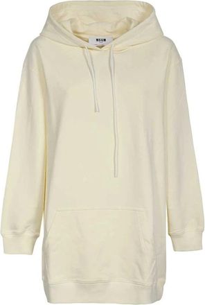 Msgm Katoenen Hoodie met Geribbelde Manchetten - Dames - Hoodies - Beige - 2XS - Katoen - Hoodies & sweatvesten