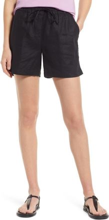 Tommy Bahama Palmbray High Waist Linen Shorts in Black at Nordstrom, Size X-Small