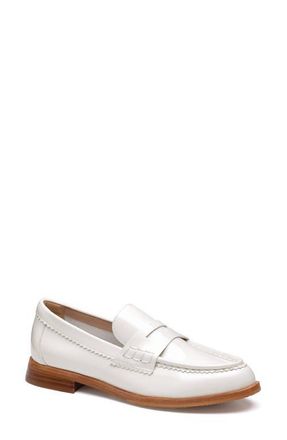 Johnston & Murphy Gillian Patent Leather Penny Loafer in White Patent Leather at Nordstrom, Size 6.5