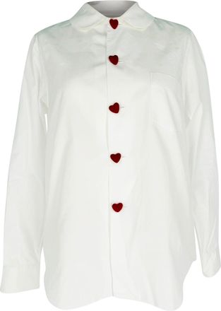 Comme Des Gar&ccedil;ons Comme des Gar&ccedil;ons Girl Long Sleeve Button-Up Top in White Cotton