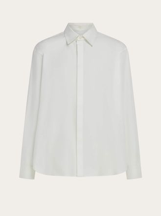 Ferragamo Men Stretch poplin cotton shirt with adjustable collar White