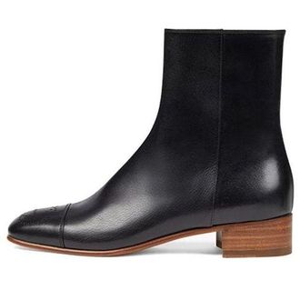 Gucci (WMNS) Gucci Goatskin Hills Logo Ankle Boots Black 658949-D3V00-1000