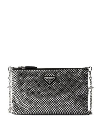 Prada Kleine crossbodytas met kristallen studs - Zilver