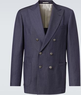 Brunello Cucinelli Blazer da abito in lana, canapa e seta