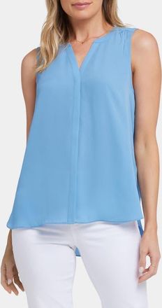 NYDJ Print Pleat Back Sleeveless Split Neck Blouse in Pacific Coast at Nordstrom, Size X-Small