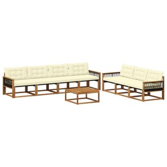 vidaXL Conjunto De Sof&aacute;s De Exterior Con Coj&iacute;n 8 Pcs Natural Y Crema Vidaxl