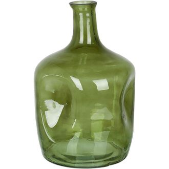 Beliani Flower Vase KERALA Glass 30 cm Olive Green