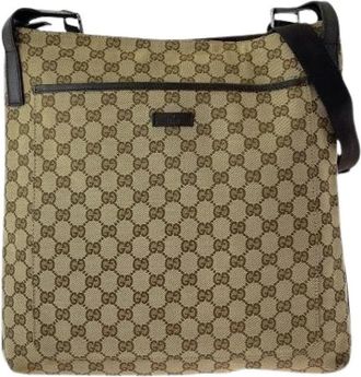 Gucci Pre-owned GG Canvas Leren Schoudertas - Dames - Vintage Schoudertas - Beige - ONE Size - Leer - Vintage