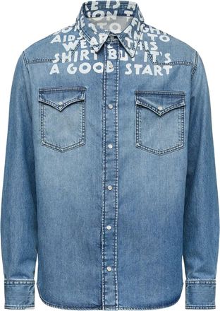 Maison Margiela Camicia denim con stampa - Blu