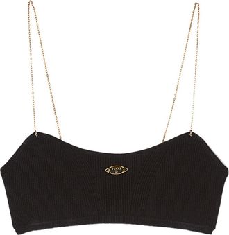 Pucci chain-strap ribbed bandeau top - women - Polyester/Viscose - S - Black