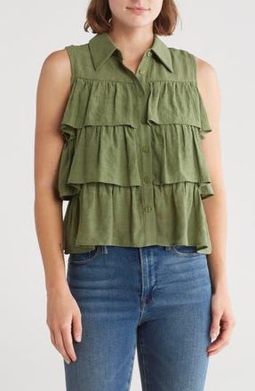 By Design Aurora Sleeveless Tiered Top in Dill at Nordstrom Rack, Size X-Small