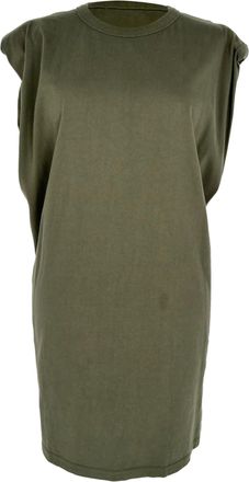 Frankie Shop Shoulder Padded Mini Dress in Olive Cotton