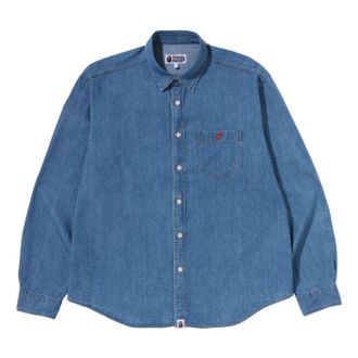 A Bathing Ape Ape Head Relaxed Fit Denim Shirts Blue 0ZXSTMX00231QBLX