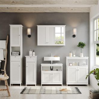 Vicco Conjunto De Muebles De Ba&ntilde;o Riad, Blanco, 5 Piezas