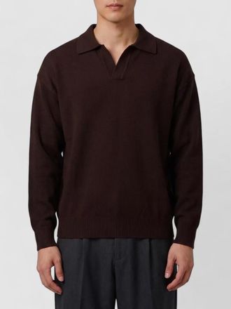 Roberto Collina merino wool ribbed long-sleeve polo shirt