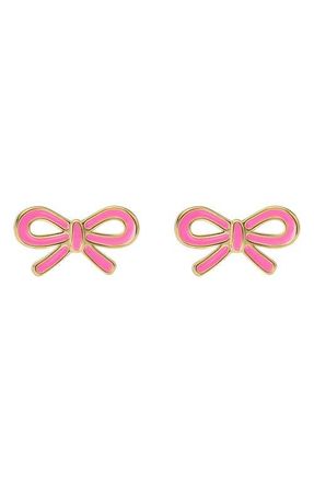 Ted Baker Bowie Tie Bow Enamel Stud Earrings in Metallic Gold at Nordstrom