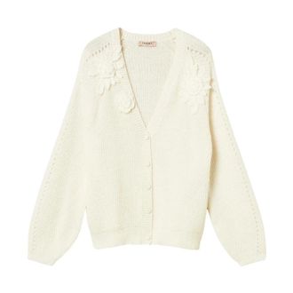 Twinset C&aacute;rdigan con flores de ganchillo - Knitwear - Mujer - Blanco - M