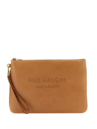 Saint Laurent Rive Gauche clutch met rits - Bruin