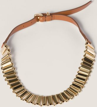 Miu Miu Metal and leather necklace