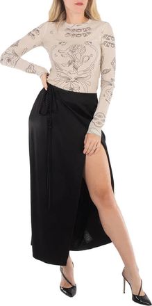 Nanushka Black Racha Satin Wrap Skirt