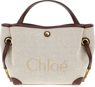 Chlo&eacute; Kleine Double Carry Tote Bag - Dames - Handtassen - Beige - ONE Size - Katoen - Tassen