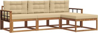 vidaXL Conjunto De Sof&aacute;s De Exterior 4 Uds. Natural Y Beige Vidaxl