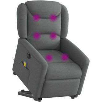 vidaXL Vidaxl - Sill&oacute;n De Masaje El&eacute;ctrico Reclinable Elevable Tela Gris Oscuro