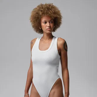 Nike Jordan Womens Jordan Flight Sleeveless Knit Bodysuit in White | IF1130-100