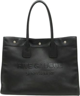 Saint Laurent Pre-owned Tote Bags, female, Black, Size: ONE SIZE Pre-owned Rive Gauche Leather Tote Bag