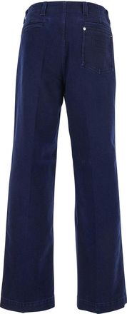 Gucci Mens Blue Cotton Canvas Pants With Logo Trousers