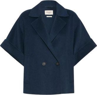 Max Mara Wkdneo Korte Jas - Dames - Mantel - Blauw - XS - Wol - Jassen