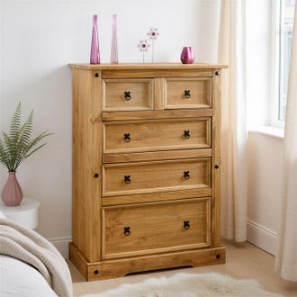 Seconique Corona 3+2 Drawer Chest in Natural