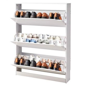 OEM Zapatero Con 3 Puertas Abatibles, Zapatero Compacto Y Moderno, Organizador Independiente Para Entrada, Pasillo, Sal&oacute;n, Porche, 800 X 220 X 1165 Mm, Bl
