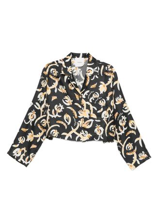 Nanushka long-sleeve floral-print shirt - women - Silk - L - Black