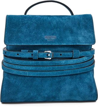 Moschino Handbags, female, Blue, Size: ONE SIZE Tie Me Small Scamosciato