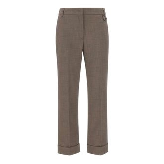 Liu Jo Straight-leg M&eacute;lange Fabric Trousers - female - Liu Jo - Cropped Trousers - Brown - M - Trousers