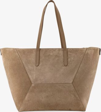 Brunello Cucinelli Borsa a spalla BC Duo in suede con logo inciso - BRUNELLO CUCINELLI - gender_Woman