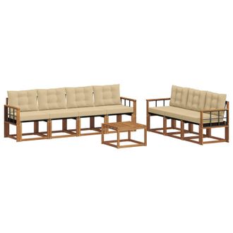 vidaXL Conjunto De Sof&aacute;s De Exterior Con Coj&iacute;n 8 Pcs Natural Y Beige Vidaxl