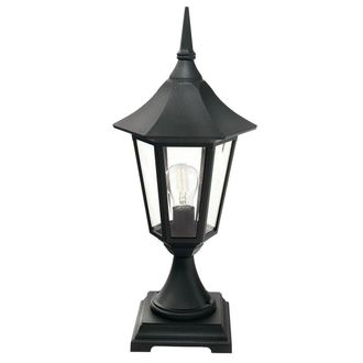 Netlighting Valencia 1 Light Outdoor Pedestal Lantern Black IP54 E27