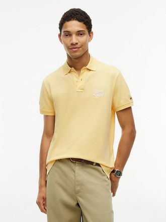 Tommy Hilfiger Mens Regular Fit Striped Undercollar Polo - Light Daffodil - XXL
