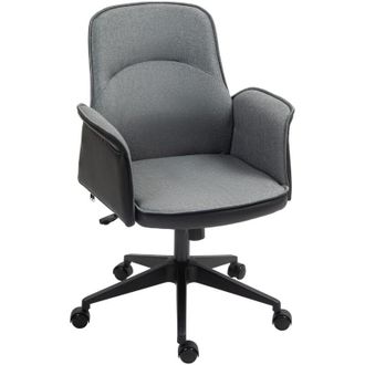 HOMCOM Homcom - Silla De Oficina Giratoria Silla De Escritorio Altura Ajustable Con Funci&oacute;n De Basculante Y Reposabrazos Carga 120 Kg Beige Y Negro