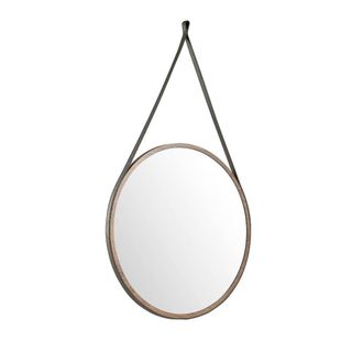 Angel Cerd&aacute; Round Walnut Wall Mirror 75 cm with Leather Strap