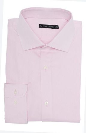 JB Britches Yarn-Dyed Solid Dress Shirt in Pink/White at Nordstrom, Size 15.5 - 32