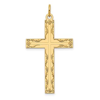 Diamond2Deal 14k Yellow Gold Laser Designed Cross Pendant